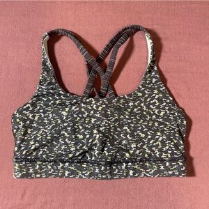 Lululemon Energy Bra in Digi Pixie Caspian Blue Black - Size 4 Sports Bra